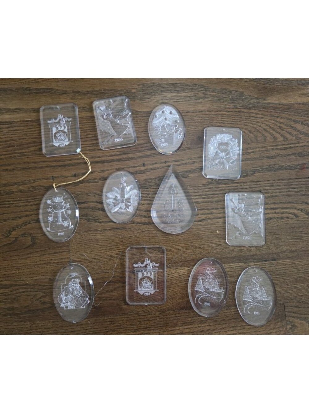 Lot Of 12 Vintage Clear Plastic "Cut Glass" Ornaments